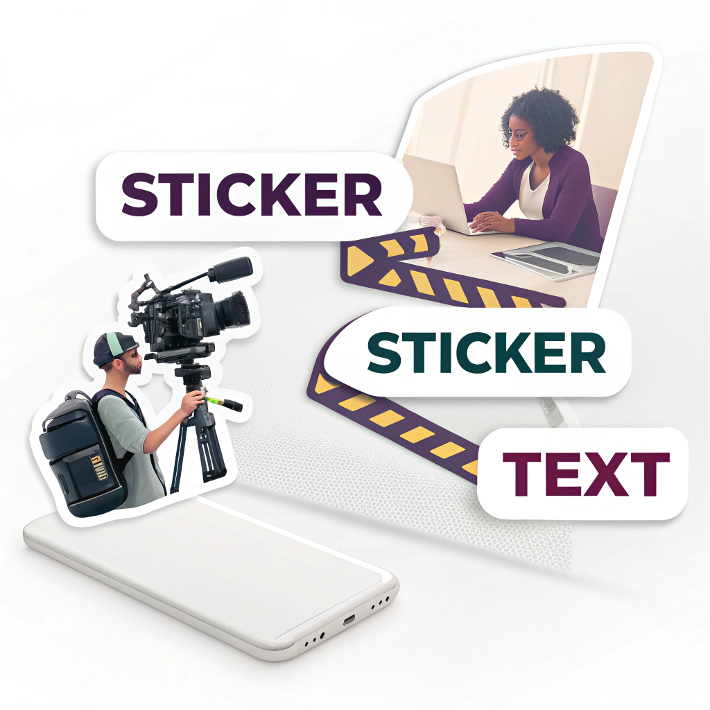 Sub-design Idea 5: 3D & Perspective Text - Text overlay stickers that allow users to place text with a sense of depth or perspective within the video scene, potentially anchoring to tracked surfaces for a more integrated look.