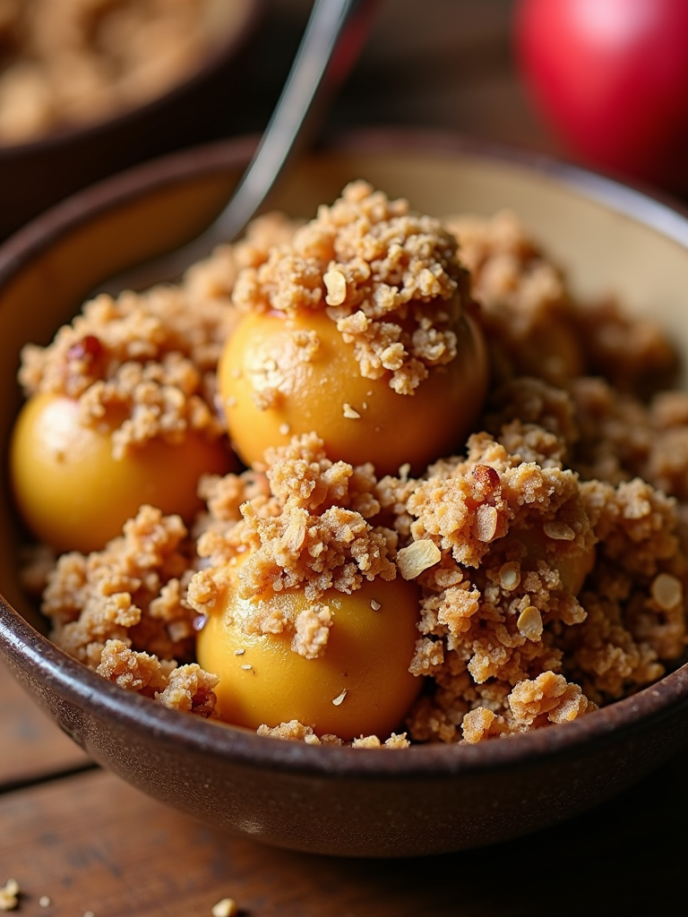 Apple crisp with cinnamon and nutmeg.