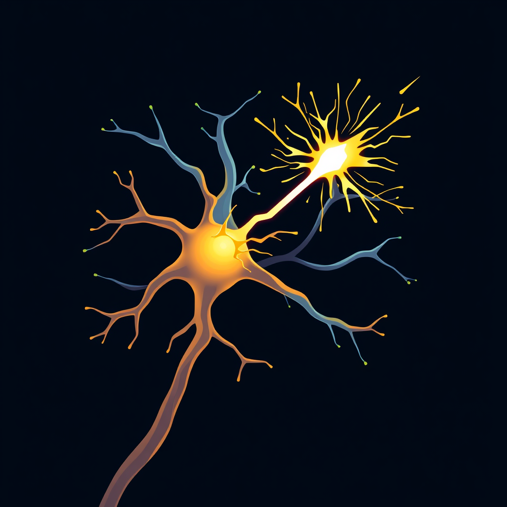 Sub-Design Idea 1: A stylized neuron where the synaptic gap itself is depicted as a bright, crackling spark, symbolizing the energetic transfer of an AI-generated idea.