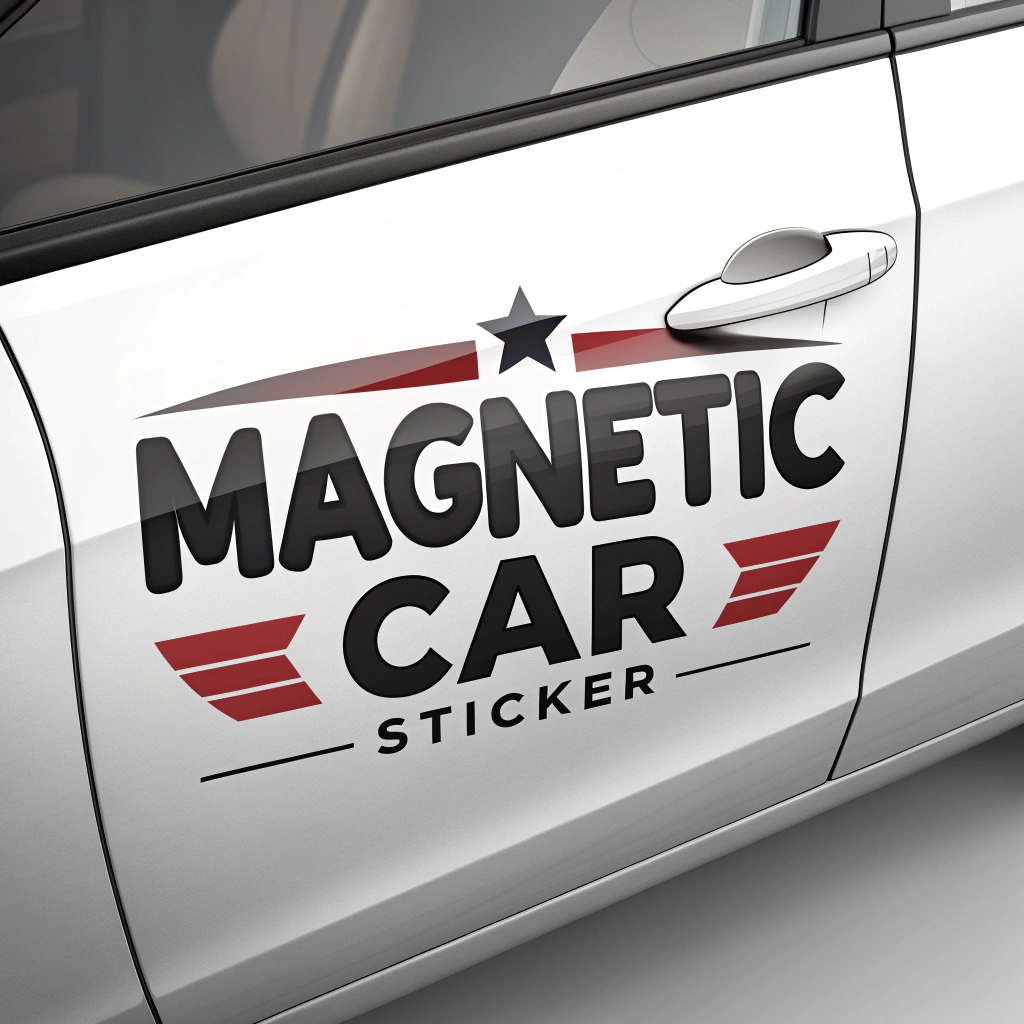 A magnetic car sticker that can be easily removed, displaying the team's slogan or catchphrase in bold letters.