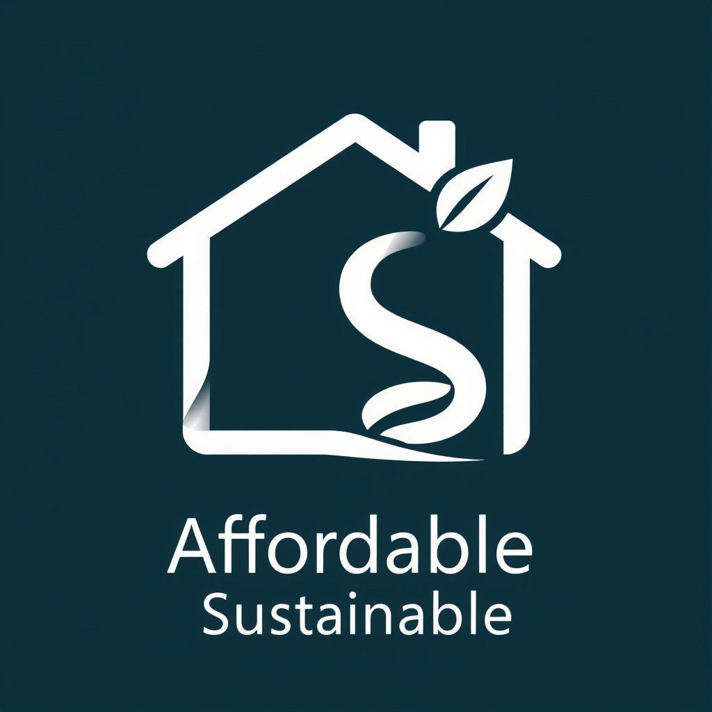 Typographic logo where a key letter (e.g., 'A' for Affordable, 'S' for Sustainable) is creatively formed by a house outline and a leaf element, ensuring a modern and direct message.