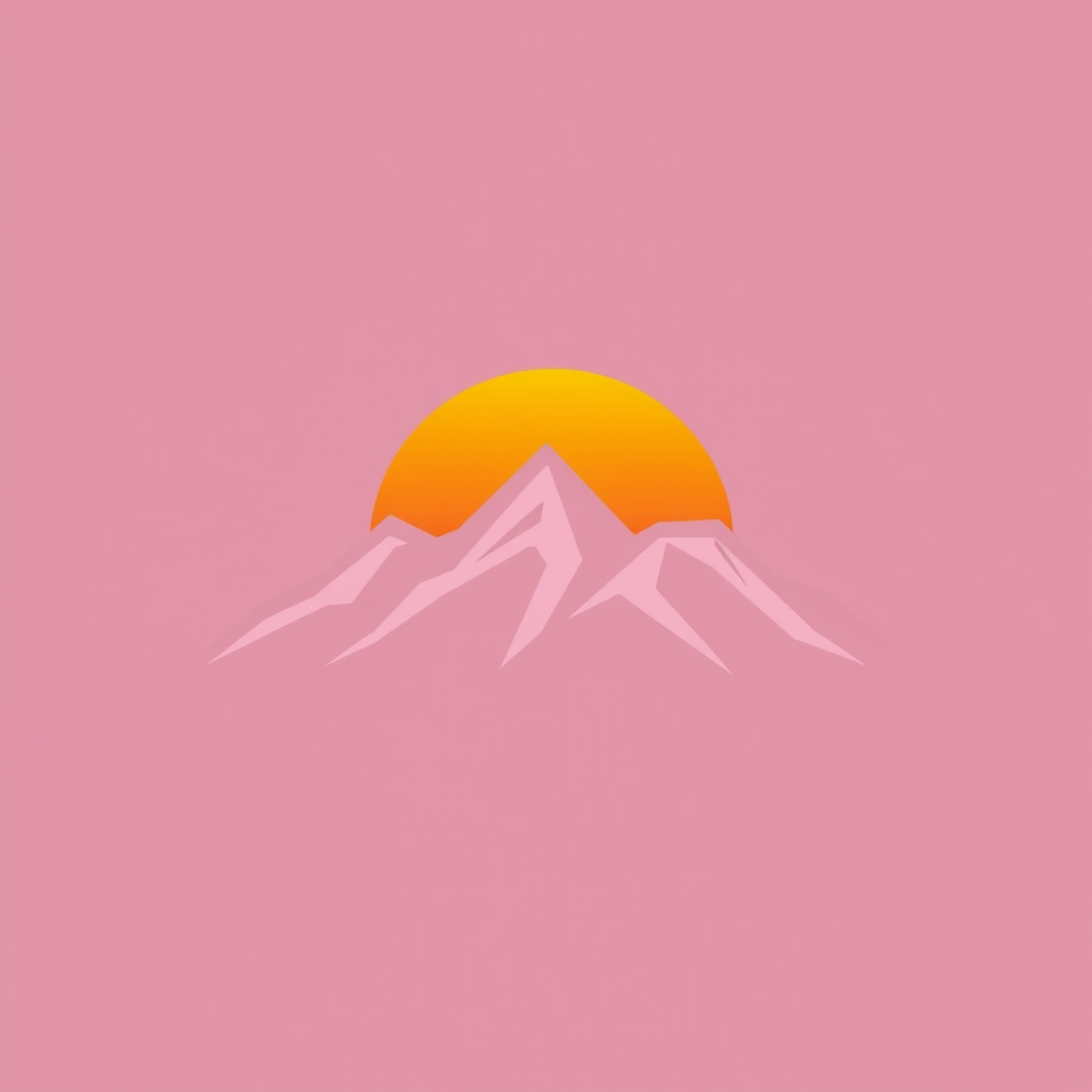 A mountain outline with a gradient or color transition, representing sunrise or sunset.