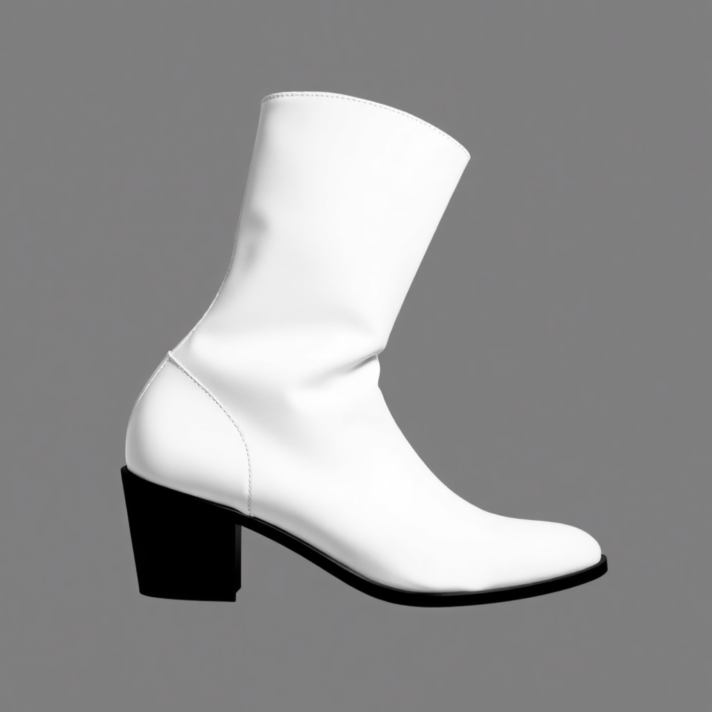 Modern Minimalist Boot: A sleek, streamlined design with a rounded toe, a low stacked heel, and minimal embellishments, using smooth, matte leather in neutral colors or bold monochrome.