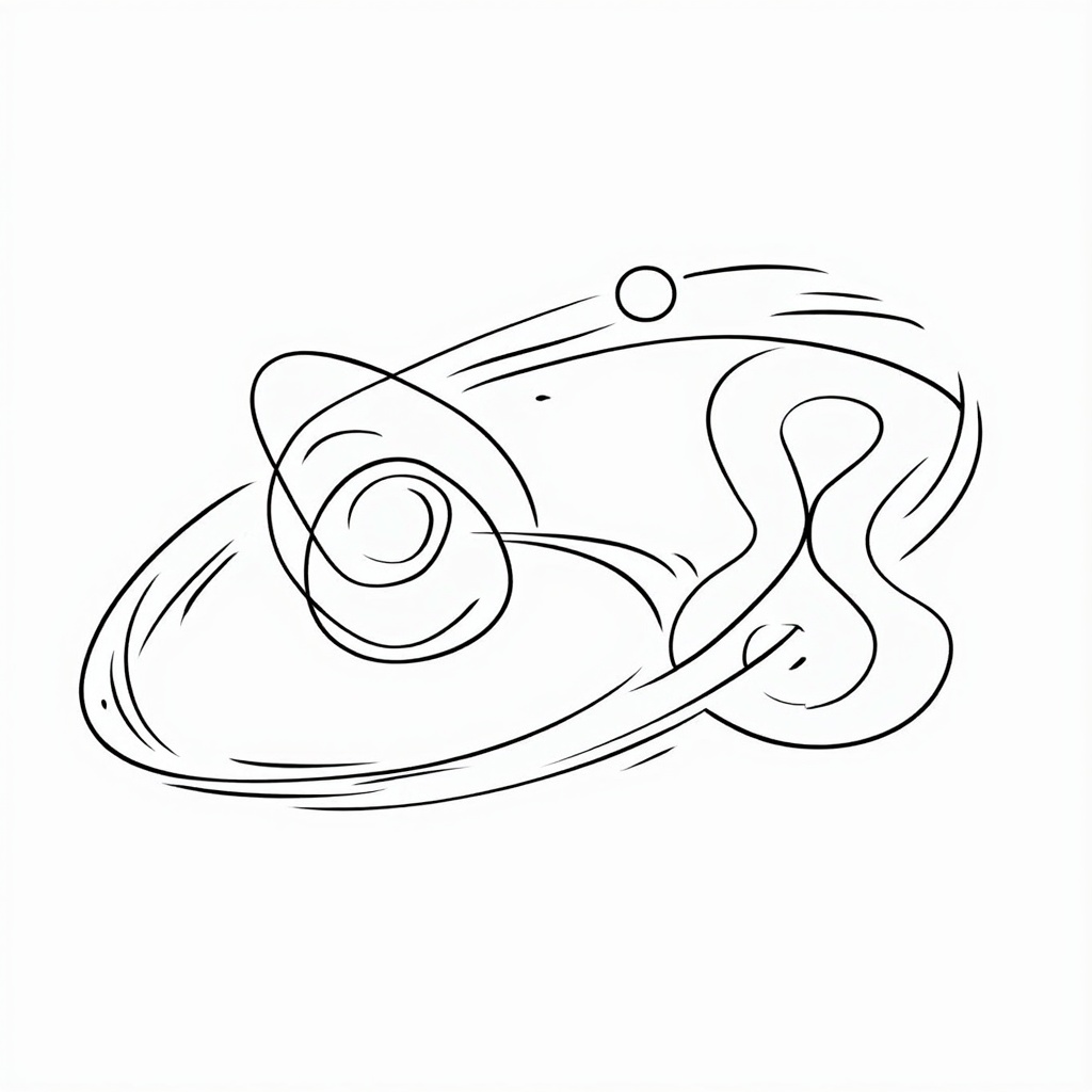 Abstract representation: Instead of simple circles, show the electron jumping between different, artistically rendered electron cloud orbitals (e.g., a spherical s-orbital to a dumbbell-shaped p-orbital). The jump itself could be a streak of energy connecting the two shapes.