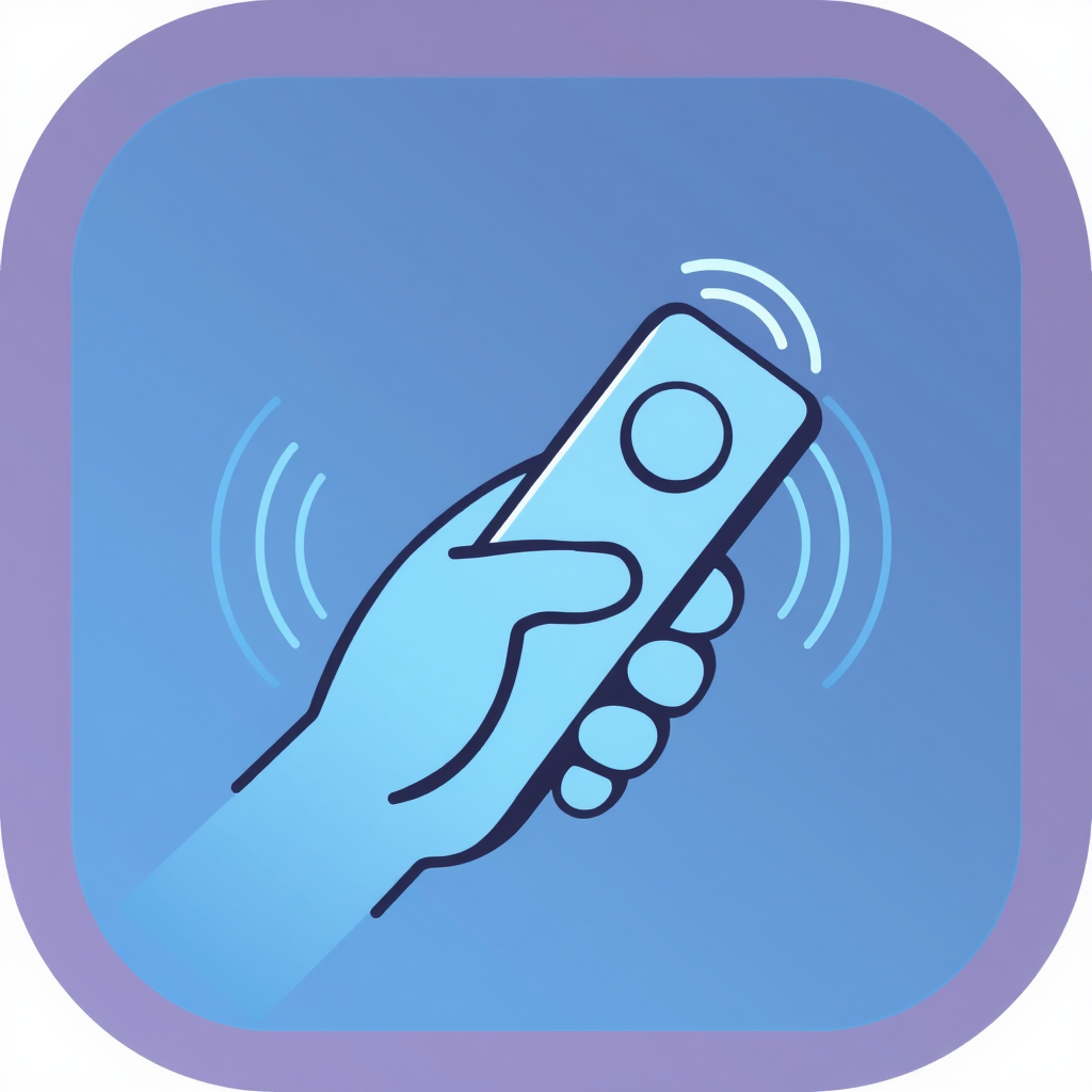 Incorporate a stylized hand holding a remote with faint waveforms emanating from the device to represent haptic feedback.