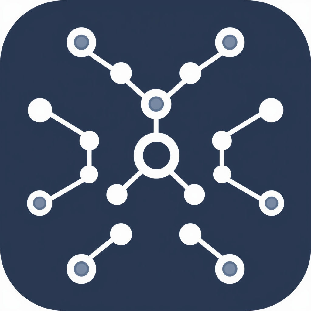 Simple Idea: Stylized interconnected nodes forming a simple network pattern.