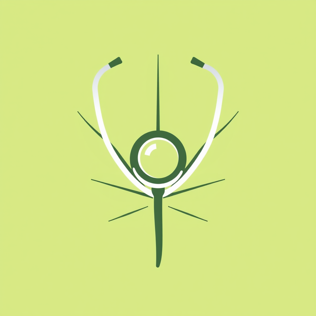 Simple Icon Idea: A minimalist, single-color icon. A simplified cannabis leaf with the circular bell of a stethoscope directly replacing one of the leaf's primary segments or nestled clearly at its base, ensuring immediate recognition at small scales.