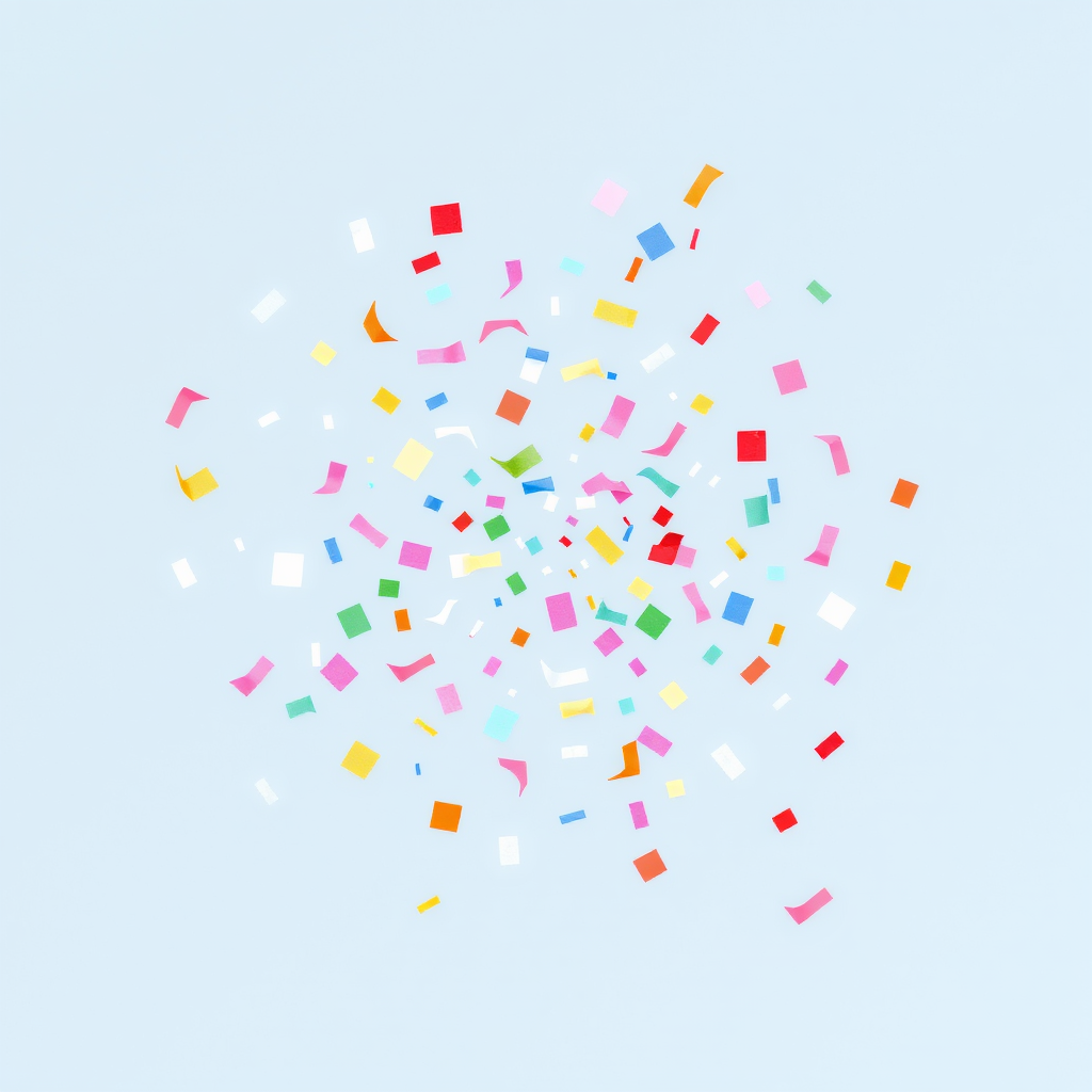 Animated confetti icon that simulates a small explosion of colorful paper, followed by a gentle settling effect.