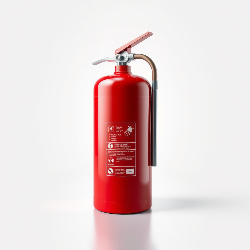 A 3D perspective of a fire extinguisher to provide depth and realism.