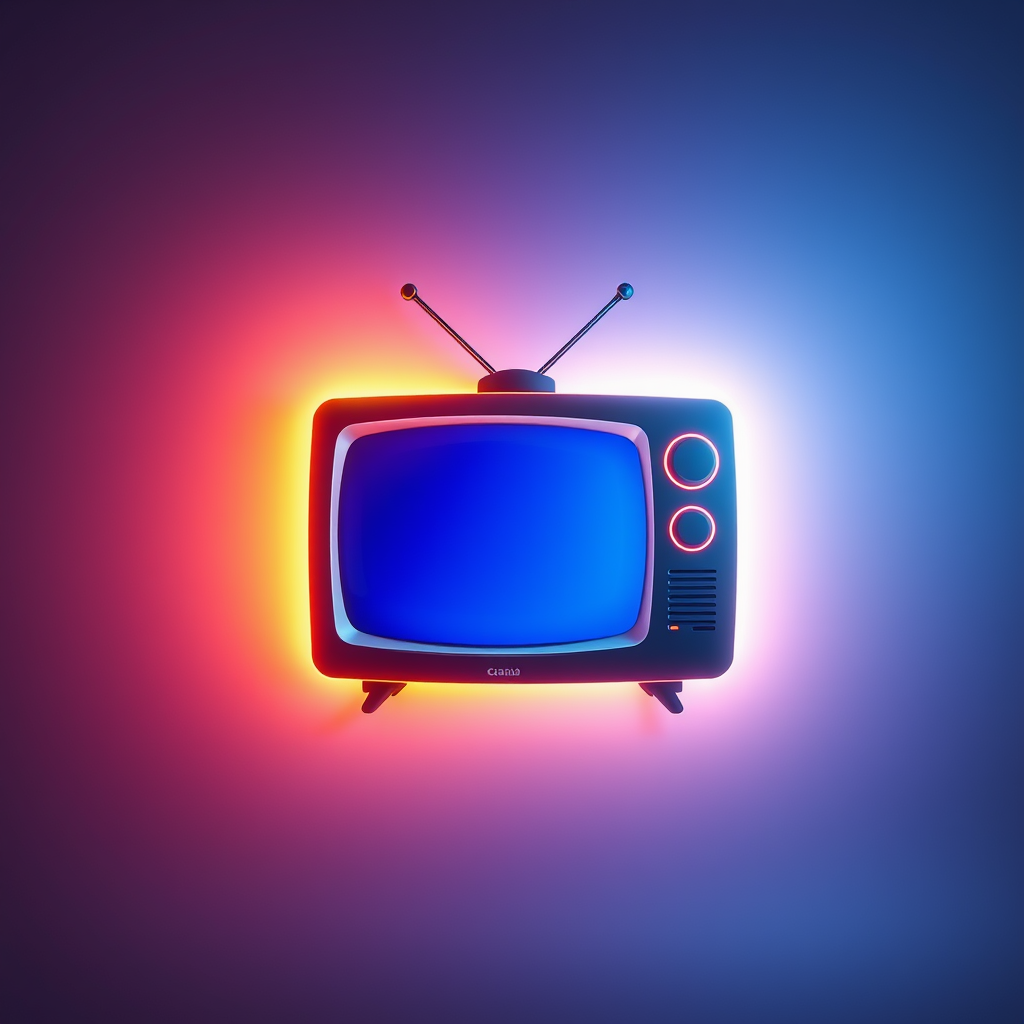 Sub-Design Idea 2: Intelligent Aura. The TV icon is bordered by a thin, luminous line or soft aura that subtly shifts in color or intensity, representing the AI's responsive nature and intelligent adjustments.