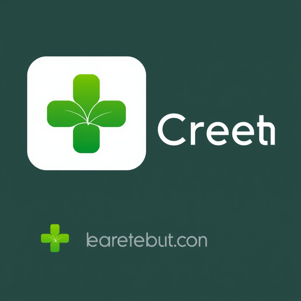 The modern green cross icon, featuring its distinctive subtle leaf texture, is positioned cleanly to the left of a contemporary, sans-serif brand name. The typography is set in a muted grey or a complementary dark green, maintaining a professional and modern aesthetic.