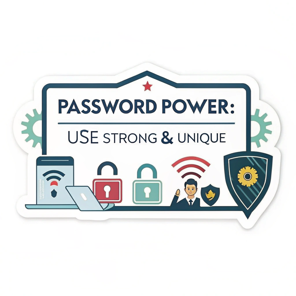 Cybersecurity Awareness Stickers - Password Power: Use Strong & Unique