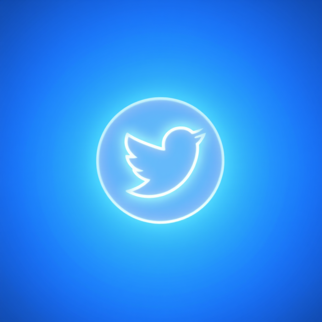 Simple Icon Idea: Render standard social media symbols with a bright, ethereal blue or cyan light effect, soft glows, and subtle horizontal scan lines to mimic a classic holographic projection.