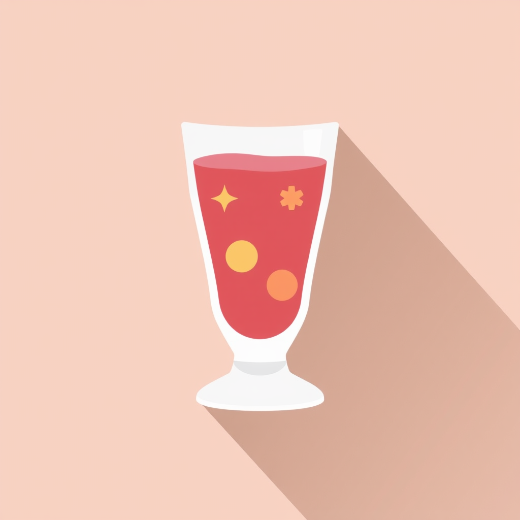 Simple Icon Idea: A flat design icon of a simple drinking glass with a colorful liquid and a small, cheerful sparkle or bubble accent, signifying refreshment for National Beverage Day.