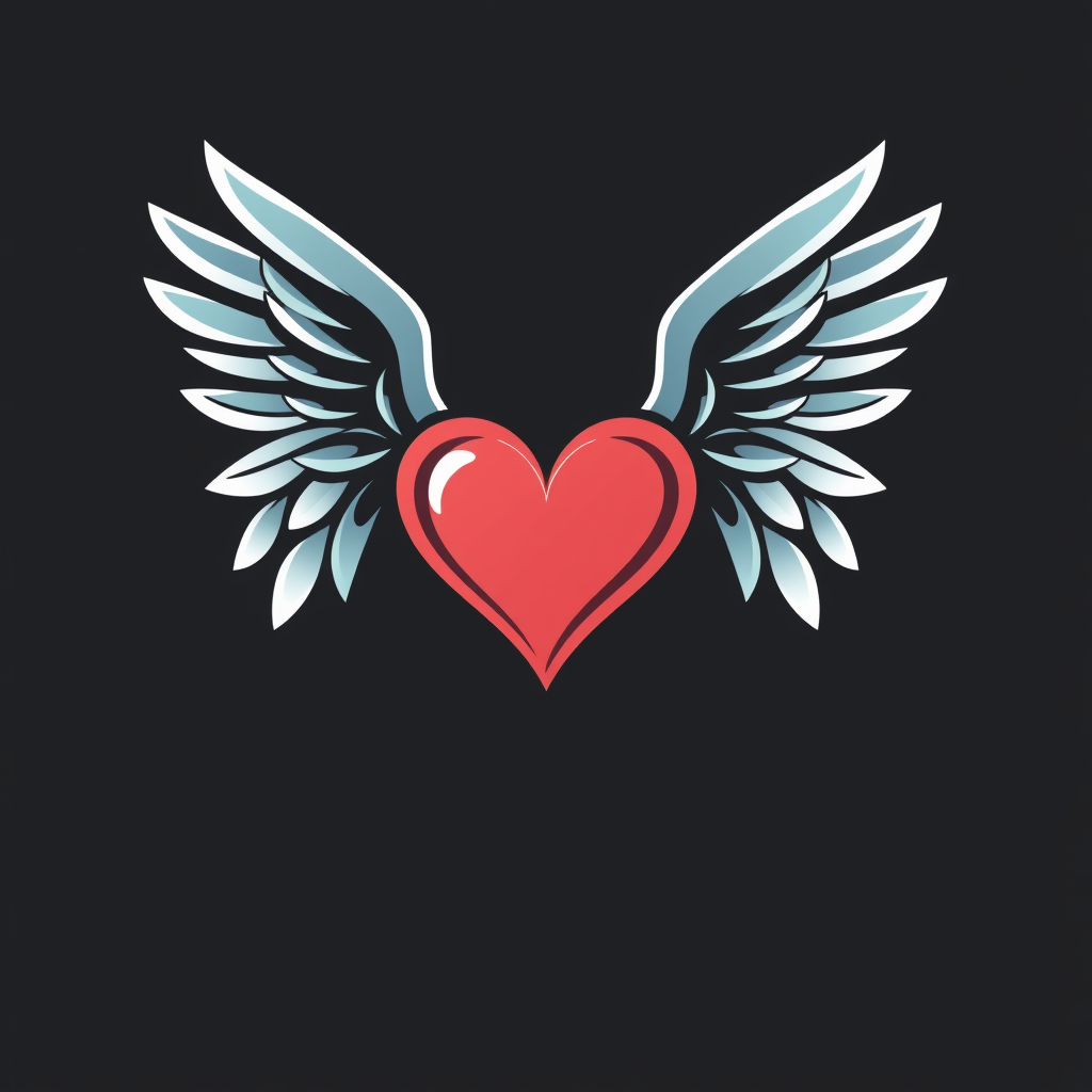 A heart-shaped letter with wings, symbolizing love soaring through the air.