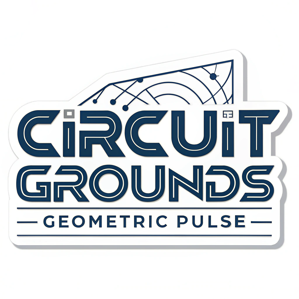 Simple logo idea: The text 'CIRCUIT GROUNDS' in a bold, futuristic block font. Below or integrated, 'GEOMETRIC PULSE' in a thinner, wider font. A sharp, zig-zag 'pulse' line could subtly underline 'PULSE' or be integrated within a letter.