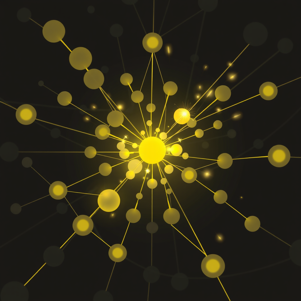 Sub-design 2 (Dynamic Network): A complex web of interconnected nodes of varied sizes and opacities. The 'sparking connections' are visualized as pulses of light traveling rapidly between nodes, some brighter and faster than others, conveying active and varied processing.