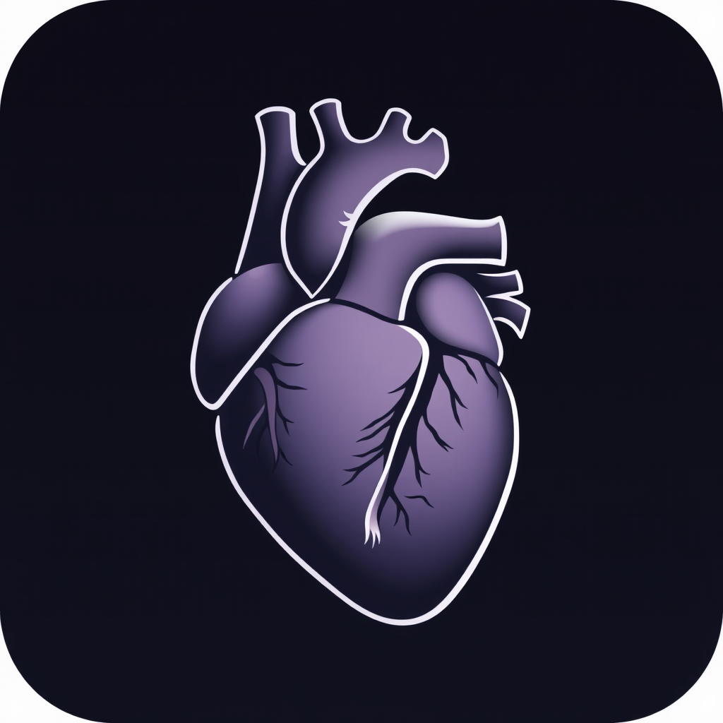 Anatomical Heart Icon: A detailed, medically accurate heart shape with visible ventricles and atria, suitable for health or science-related apps.