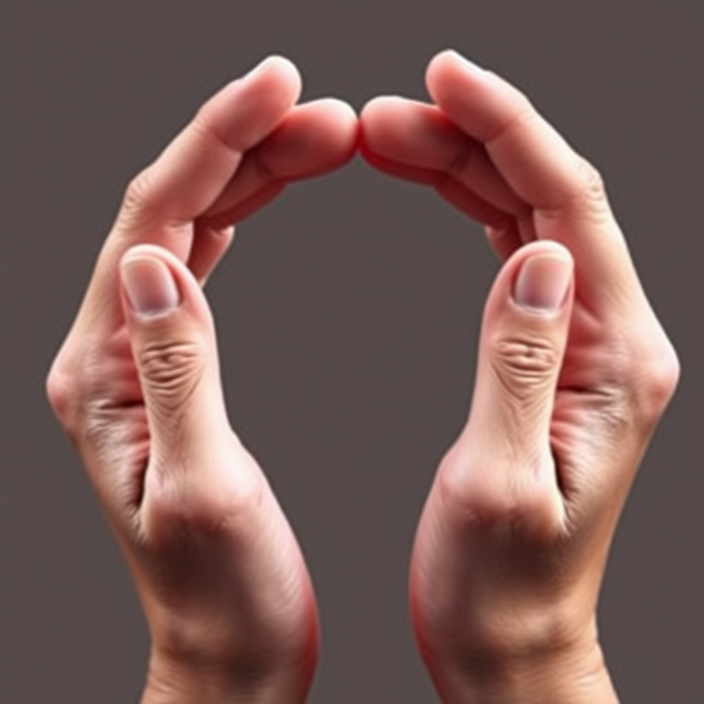 A heart formed by the negative space between two hands, representing a subtle and elegant love icon.